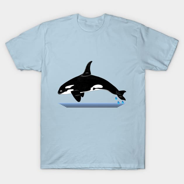 Orca Whale Playing T-Shirt by ArtAndBliss